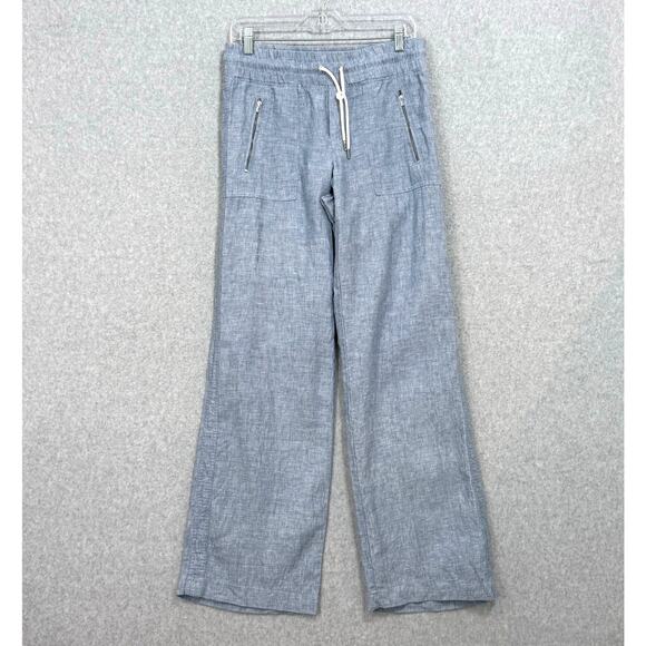 Athleta Cabo Linen Wide Leg Pants Size 4T Coastal Beachy Travel Comfort - Picture 1 of 16